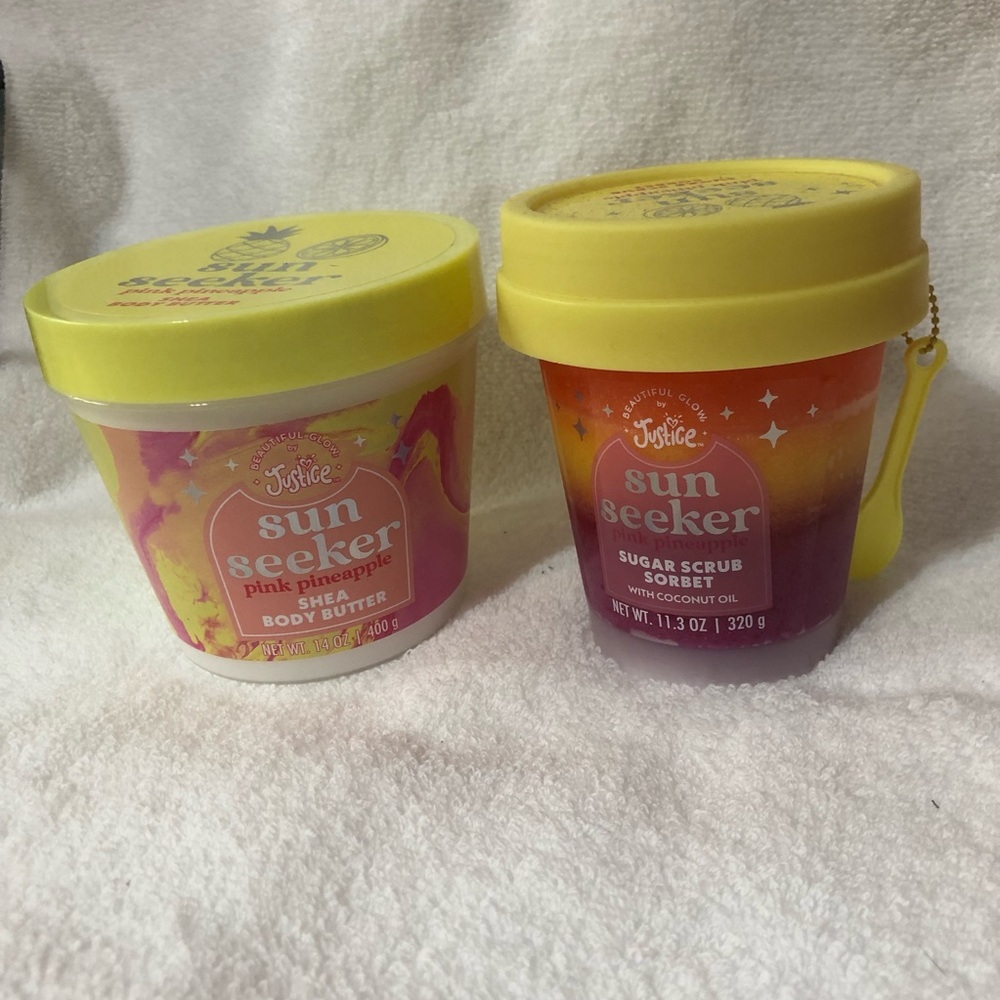 Justice Sun Seeker pink pineapple sugar scrub sorbet body scrub shea body butter